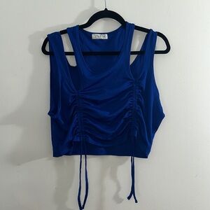 Royal blue crop tank top with adjustable strings.💙